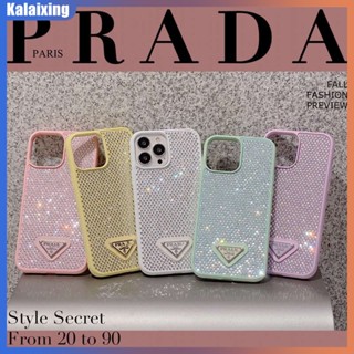 Ốp Điện Thoại In Logo Prada Đính Đá Lấp Lánh Sang Trọng Cho iPhone 14 Pro Max 14 Plus 12 13 Pro Max