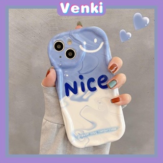 VENKI -For iPhone 11 iPhone Case 3D Curved Edge Wave Glossy White TPU Airbag Shockproof Camera Cover Blue and White Splicing nice Compatible with iPhone 14 13 Pro max 12 Pro Max xr