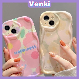 Venki - For iPhone 14 pro max Soft Case TPU Wave Edge Flower White Pink Phone Case Camera Protection Shockproof Compatible with iPhone 13 Pro max 12 Pro Max 11 xr xs max 7 8 Plus