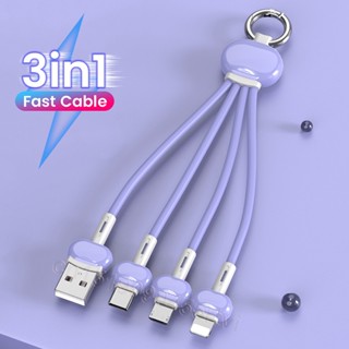 Dây Cáp Sạc Lightning 3A 3 Trong 1 Màu Trơn Dành Cho Điện Thoại Apple Android Type-c