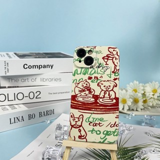 Ốp Điện Thoại Cứng Chống Sốc Hình Chó Mèo Đơn Giản Cho Apple Iphone 14