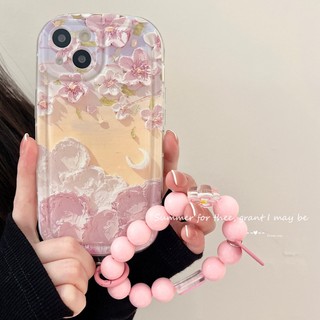Ốp Điện Thoại Mềm Hình Hoa Anh Đào Kèm Dây Đeo Cho iPhone 14 Plus 14 13 12 11 Pro Max X Xr Xs Max 7 8 6 6s Plus