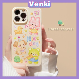 VENKI - For iPhone 11 iPhone Case Cream Glossy Soft Case TPU Shockproof Camera Cover Protection Bear Bunny Compatible with iPhone 14 13 Pro max 12 Pro Max xr xs max 7Plus 8Plus