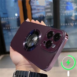 Ốp Điện Thoại Cứng Chống Sốc Màu Tím Có Vòng Đỡ Nam Châm Sang Trọng Cho iPhone 14 Pro Max 13 12 Pro Max 14 Plus