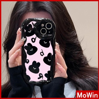 For iPhone 14 Pro Max iPhone Case 3D Curved Edge Wave Glossy Black TPU Airbag Shockproof Camera Cover Cute Rabbit Compatible with iPhone 13 Pro max 12 Pro Max 11 xr xs max 7Plus