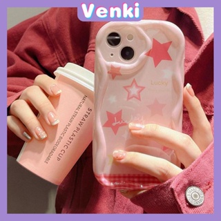 VENKI - For iPhone 14 Pro Max iPhone Soft Case TPU Curved Edge Wavy Case Pink Star Camera Protection Shockproof Compatible with iPhone 13 Pro max 12 Pro Max 11 xr xs max 7 8Plus
