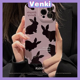 VENKI - For iPhone 11 iPhone Case Purple Glossy TPU Soft Shell Shockproof Camera Case Protective Black Color Rabbit Compatible with iPhone 14 13 Pro max 12 Pro Max xr xs max 7 8
