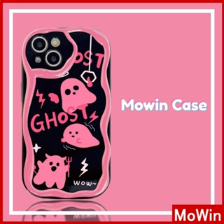 For iPhone 14 Pro Max iPhone Case 3D Curved Edge Wave Glossy Black TPU Airbag Shockproof Camera Cover Pink Ghost Compatible with iPhone 13 Pro max 12 Pro Max 11 xr xs max 7Plus