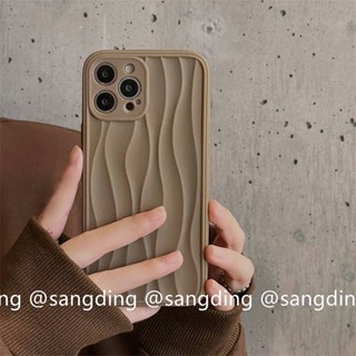 Ins Khaki Big Wave Iphone14pro Max Apple 13 Phone Case 11/12 Soft Case 14plus Couple m8D0