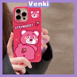 VENKI - For iPhone 14 Pro Max iPhone Case Pink Cute Bear Glossy TPU Soft Case Protection Shockproof Camera Compatible with iPhone 13 Pro max 12 Pro Max 11 xr xs max 7Plus 8Plus