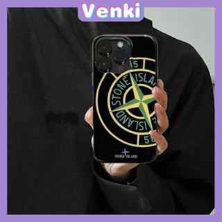VENKI - Dành cho iPhone 11 Ốp lưng iPhone Hitam Glossy TPU Soft Case Tahan Guncangan Perlindungan Pompa Kamera Cute Cool Stone Island Kompatibel dengan iPhone 14 13 Pro max 12 Pro Max xr xs max 7 8