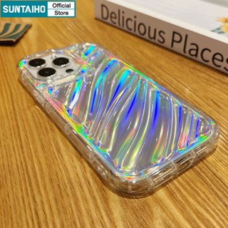 Suntaiho Ốp lưng ốp iphone Ốp Điện Thoại Silicone Mềm Họa Tiết Sóng Nước Màu gradient Cho ốp iphone 11 14 11 Pro Max 13 12 7 8 Plus XR XS Max