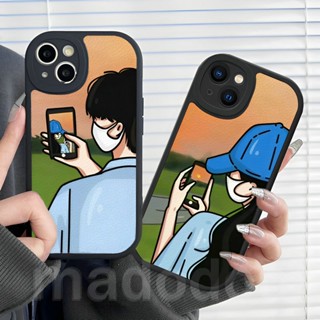 Casing Redmi 12C A1 A2 10 10C 10A 9A 9C 9T Note 12 11 11S 10S 9S 9 Pro 8 7 2022 4G 5G POCO X5 X3 NFC K20 ins Cute Simple Couple soft Case Oval Cartoon Boy Girl Fine Hole Lens Protection back Cover XPN 53