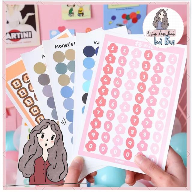 Stickers basic dot, label phong cách Hàn