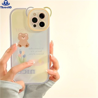 Ốp Điện Thoại Silicon Mềm Họa Tiết Hoa / Tai Gấu Cho iPhone 11 14 13 12 Pro Max 7 8Plus SE2020 X Xs XR Xs Max