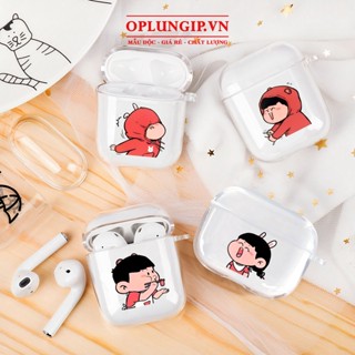 Ốp tai nghe Airpod 1 2 3 pro 2 đôi nghịch ngợm vỏ bảo vệ hộp sạc tai nghe Case airpod 1 2 3 pro 2 trong suốt