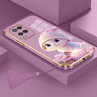ốp lưng oppo a54 Ốp Điện Thoại Tpu Dẻo Mạ Màu Gradient In Hình Thỏ Kèm Dây Đeo Cho oppo a54
