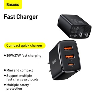 Củ Sạc Nhanh Baseus 2U + C 30W US Màu Đen