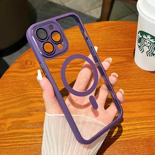 Sang Trọng Ốp Điện Thoại iPhone 11 12 13 14 Pro max 14 plus bảo vệ camera case ốp lưng iphone 14 13 12 11 promax plus acrylic Cứng Trong Suốt Viền Kim Loại Từ Tính Chống Sốc Cho iP 11 12 13 Pro 14 Pro max 14 plus