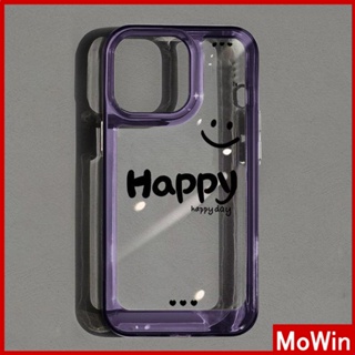 Mowin - For iPhone 14 Pro Max iPhone Case High Clear Acrylic Hard Case Plating Button Shockproof Deep Simple Happy English Compatible with iPhone 13 Pro max 12 Pro Max 11 xr 7 8