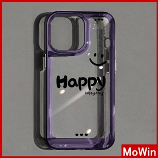 Mowin - For iPhone 14 Pro Max iPhone Case High Clear Acrylic Hard Case Plating Button Shockproof Deep Simple Happy English Compatible with iPhone 13 Pro max 12 Pro Max 11 xr 7 8