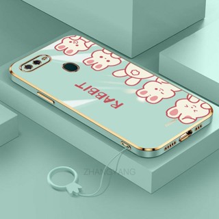 Ốp Điện Thoại Silicon TPU Chống Rơi Họa Tiết Thỏ Kèm Dây Đeo Dành Cho oppo a5s a12 a7 f9