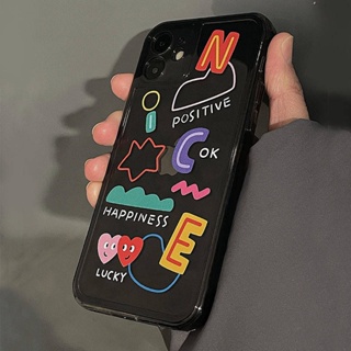 INS Graffiti Transparent Black for Iphone12promax Apple 11 Phone Case Xs Soft Case 7/8P Female XR All-Inclusive DYKu
