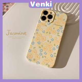 VENKI - For iPhone 11 iPhone Case Yellow Glossy Film TPU Soft Case Shockproof Phase Cover Protection Small Floral Compatible with iPhone 14 13 Pro max 12 Pro Max xr xs max 7 8Plus
