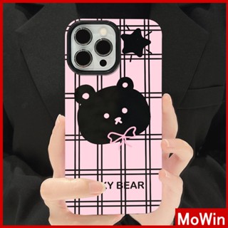 For iPhone 14 Pro Max iPhone Case Black Glossy TPU Soft Case Shockproof Protection Camera Pink Cute Bear Compatible with iPhone 13 Pro max 12 Pro Max 11 xr xs max 7Plus 8Plus