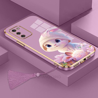 ốp lưng Samsung a03s a02s Ốp Điện Thoại Tpu Dẻo Mạ Màu Gradient In Hình Thỏ Kèm Dây Đeo Cho Samsung a03s a02s
