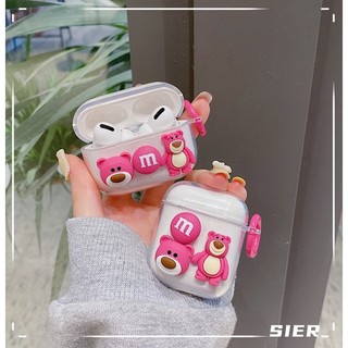 Vỏ silicon trong suốt bảo vệ hộp sạc tai nghe for Airpods Pro 2 /airpods 3 2021 /Apple AirPods1/2 gắn hình gấu hoạt hình dễ thương thời trang