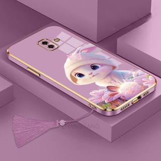 ốp lưng Samsung J6 Prime J6 Plus Ốp Điện Thoại Tpu Dẻo Mạ Màu Gradient In Hình Thỏ Kèm Dây Đeo Cho Samsung J6 Prime J6 Plus