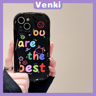 VENKI - For iPhone 11 iPhone Case 3D Curved Edge Wave TPU Airbag Shockproof Camera Cover Glossy Black Cute Compatible with iPhone 14 13 Pro max 12 Pro Max xr xs max 7Plus 8Plus