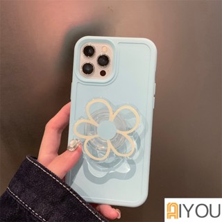 Ốp Điện Thoại Dẻo Trong Suốt Họa Tiết Hoa Phong Cách Hàn Quốc Kèm Giá Đỡ Cho IPhone 14 12 11 13 Pro Max XR X XS Max