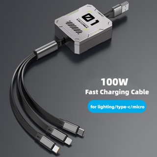 XIAOMI Dây Cáp Sạc Nhanh 3 Trong 1 100W Micro USB Type C Có Thể Thu Gọn Cho Điện Thoại OPPO