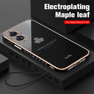 Ốp Điện Thoại Silicon Mềm Họa Tiết Lá Phong Bảo Vệ Ống Kính Máy Ảnh Cho OPPO Reno8 T 4G Reno 8T