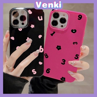 VENKI - For iPhone 11 iPhone Case Black Red Glossy TPU Soft Case Shockproof Protection Camera Pink Black Letters Compatible with iPhone 14 13 Pro max 12 Pro Max xr xs max 7 8Plus