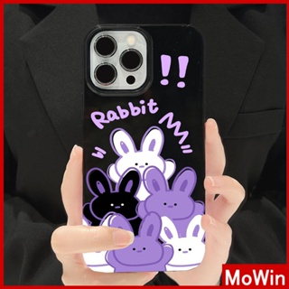 For iPhone 14 Pro Max iPhone Case Black Glossy TPU Soft Case Shockproof Protection Camera Cute Purple Rabbit Compatible with iPhone 13 Pro max 12 Pro Max 11 xr xs max 7Plus 8Plus