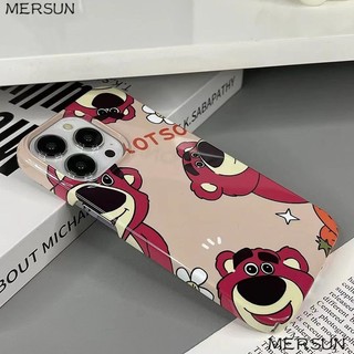 Ốp Điện Thoại Cứng Họa Tiết Chú Gấu Và Dâu Tây Dễ Thương Cho iPhone Xsmax xr 1314 12