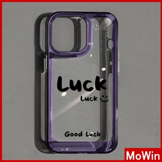 Mowin - For iPhone 14 Pro Max iPhone Case High Clear Acrylic Hard Case Plating Button Shockproof Deep Simple Lucky English Compatible with iPhone 13 Pro max 12 Pro Max 11 xr 7 8
