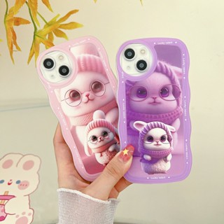 Cute Cartoon Plush Spectacled rabbit Wave Edge Fine hole Lens Protection Soft Casing for Redmi Note 12 4G 5G 11S 11 10s 10 Pro 9 8 12C A1 10C 10A 9C 9S 9A 6A 5A POCO X4 X5 M3 X3 M4 Pro 4G F5 5G NFC K40S Phone Case STB 49