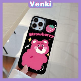 VENKI - For iPhone 14 Pro Max iPhone Cute Bear Glossy Black Case TPU Soft Shell Protection Shockproof Camera Compatible with iPhone 13 Pro max 12 Pro Max 11 xr xs max 7Plus 8Plus