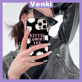 VENKI - For iPhone 11 iPhone Case Black Glossy TPU Soft Case Shockproof Protection Camera Pretty Cloud Pink English Compatible with iPhone 14 13 Pro max 12 Pro Max xr xs max 7 8