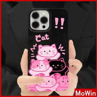 For iPhone 14 Pro Max iPhone Case Black Glossy TPU Soft Case Shockproof Protection Camera Cute Pink Cat Compatible with iPhone 13 Pro max 12 Pro Max 11 xr xs max 7Plus 8Plus