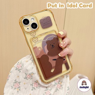 Ốp Điện Thoại TPU Mềm Dạng Ví Đựng Thẻ Hình Gấu Nâu Cho IPhone 11 14 Pro Max 13 Pro Max 12 X XS XS Max XR 7 8 Plus
