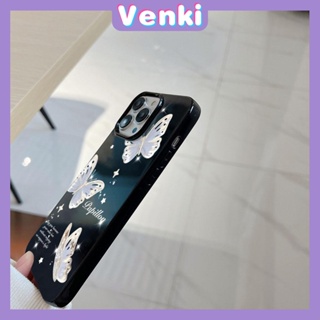 VENKI - For iPhone 11 iPhone Case Black Glossy TPU Soft Case Shockproof Protection Camera White Butterfly Compatible with iPhone 14 13 Pro max 12 Pro Max xr xs max 7Plus 8Plus