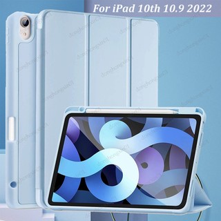 Ốp Máy Tính Bảng Gập Ba Có Khe Đựng Bút Cho iPad Pro 11 12.9 10.9 10th 2022 9.7 5 / 6th Air 2 / 3 / 4 Mini6 2021 Air4 5