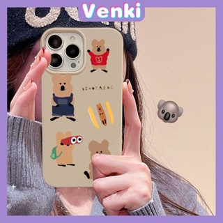 VENKI - For iPhone 11 iPhone Case Khaki Glossy TPU Soft Case Shockproof Protection Camera Cartoon Bear Persimmon Compatible with iPhone 14 13 Pro max 12 Pro Max xr xs max 7 8Plus