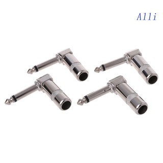 Set 4 Giắc Cắm Chữ o Góc Phải 1 / 4 "TS Mono 6.35mm Cho Đàn Guitar Điện Thoại