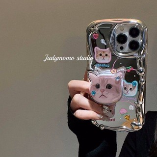 Electroplated Mirror Cat Bracket Iphone14/13promax Phone Case Apple 11/12 Female XR/Xs Soft 7/8 JqPN